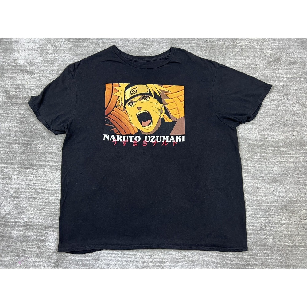 Naruto T-Shirt Mens XL Black Naruto Uzumaki Graphic Shippuden Collection‎ Cotton